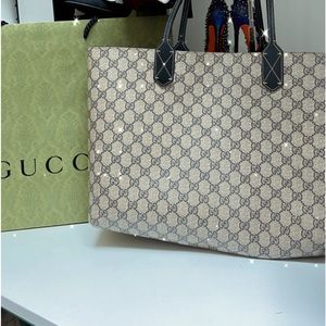 Gucci Black Coated Canvas Reversible Tote -